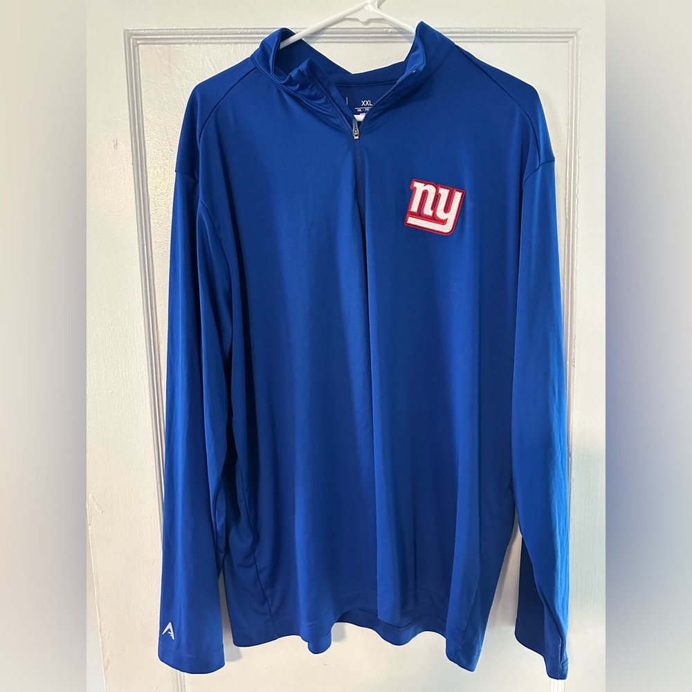 Men's New York Giants Antigua Royal Tribute Quarter-Zip Lightweight Pullover Top